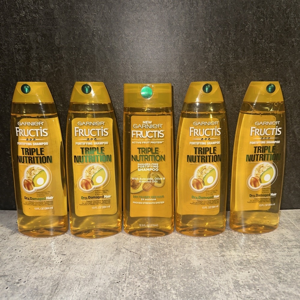 5 Lot Garnier Fructis Triple Nutrition Fortifying Shampoo For Dry Damaged Hair